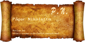 Páger Nikoletta névjegykártya